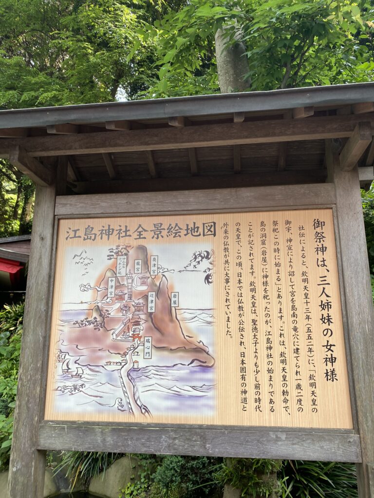 江の島神社全景絵地図看板