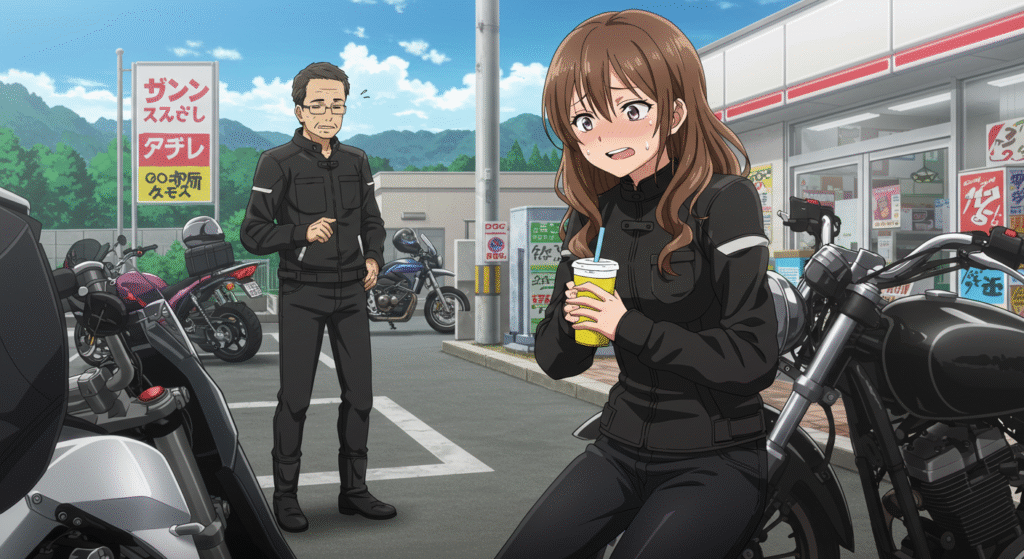 コンビニでおじさんライダーに話しかけられる